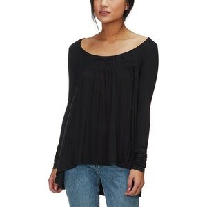 Free People We The Free Love Valley Tunic Top Aquatic Ribbed Black medium